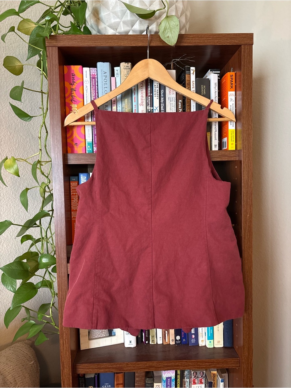 Madewell Rust-Red Button Front Square Neck Vest - Picture 3 of 12